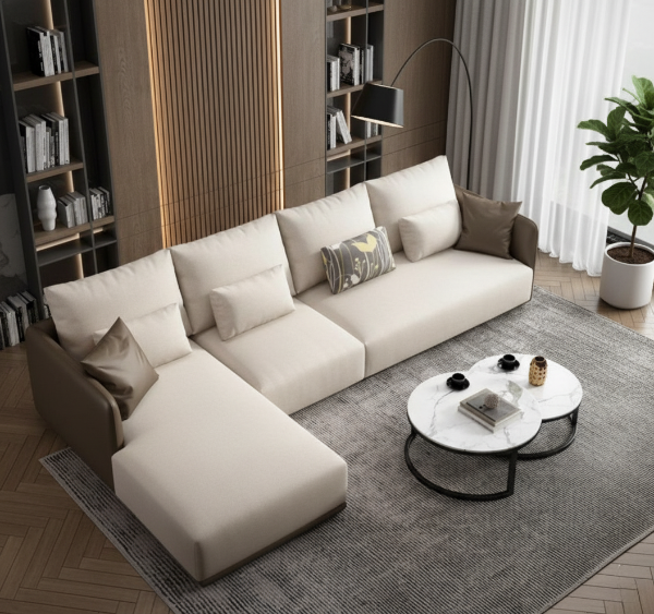 Lixra Solid Wooden Framed Luxurious Fabric Sectional Sofa Set