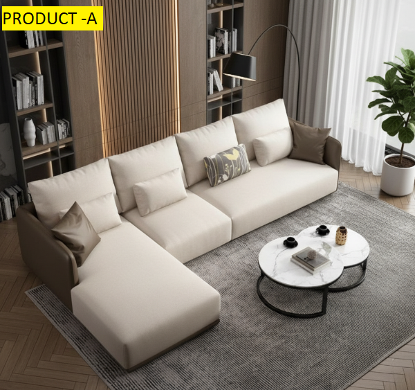 Lixra Solid Wooden Framed Luxurious Fabric Sectional Sofa Set