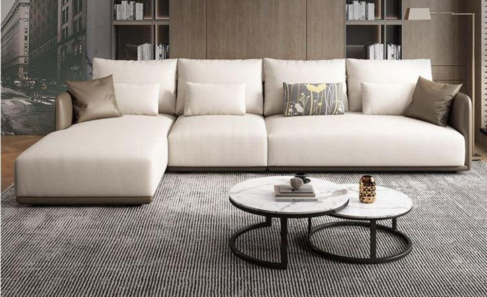 Lixra Solid Wooden Framed Luxurious Fabric Sectional Sofa Set