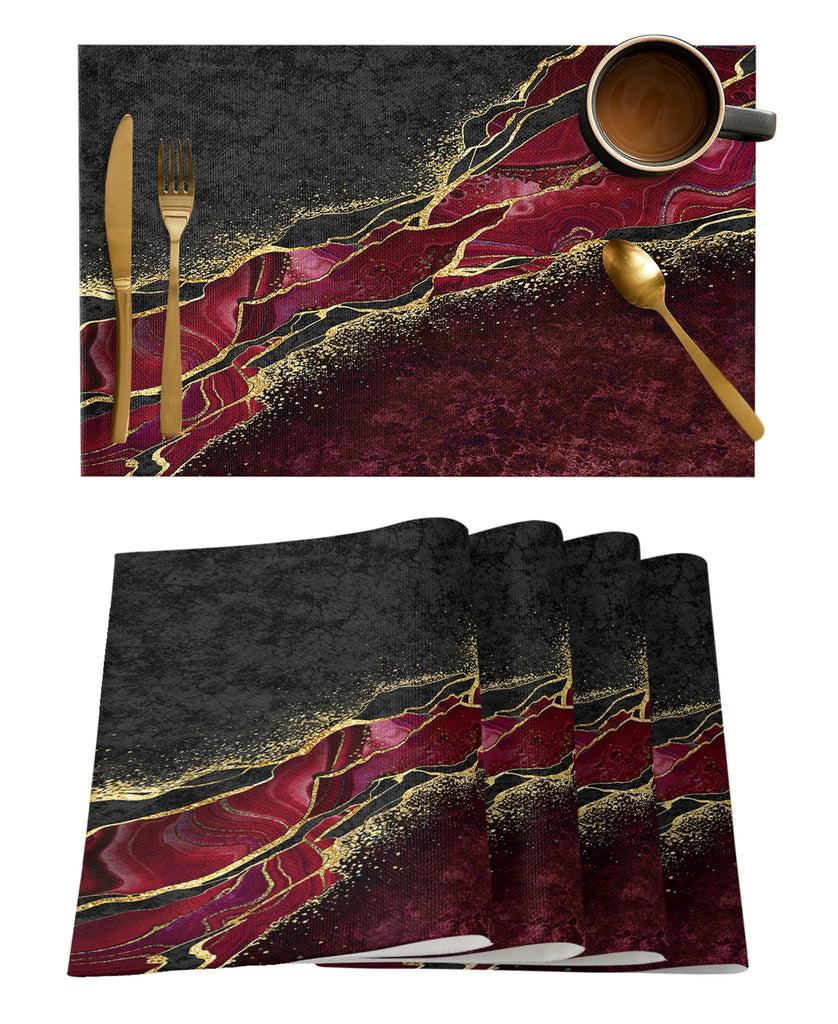 Lixra Sophisticated Black Marble Textured Placemats