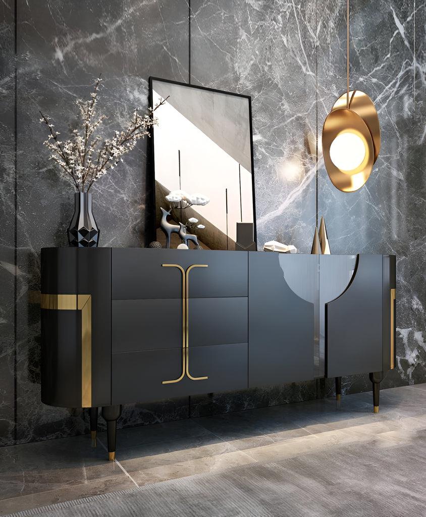 Lixra Space-Efficient Modern Marble-Top Buffet Table