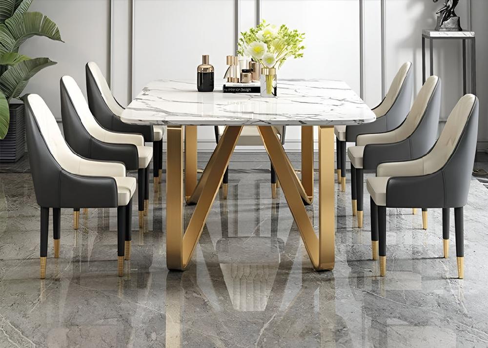 Lixra Spacious Comfort Iconic Marble Dining Table Set