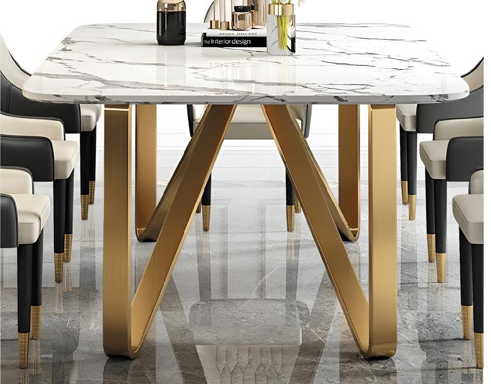 Lixra Spacious Comfort Iconic Marble Dining Table Set