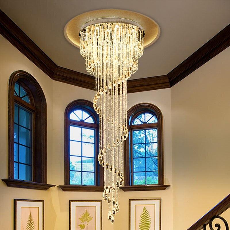 Lixra Spiral Shaped Long Lustrous Crystal Chandelier