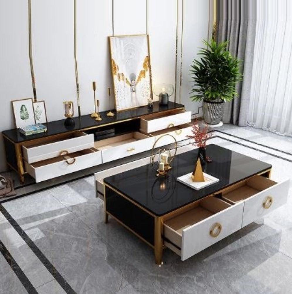 Lixra Storage Expert Wooden Coffee Table And TV Stand