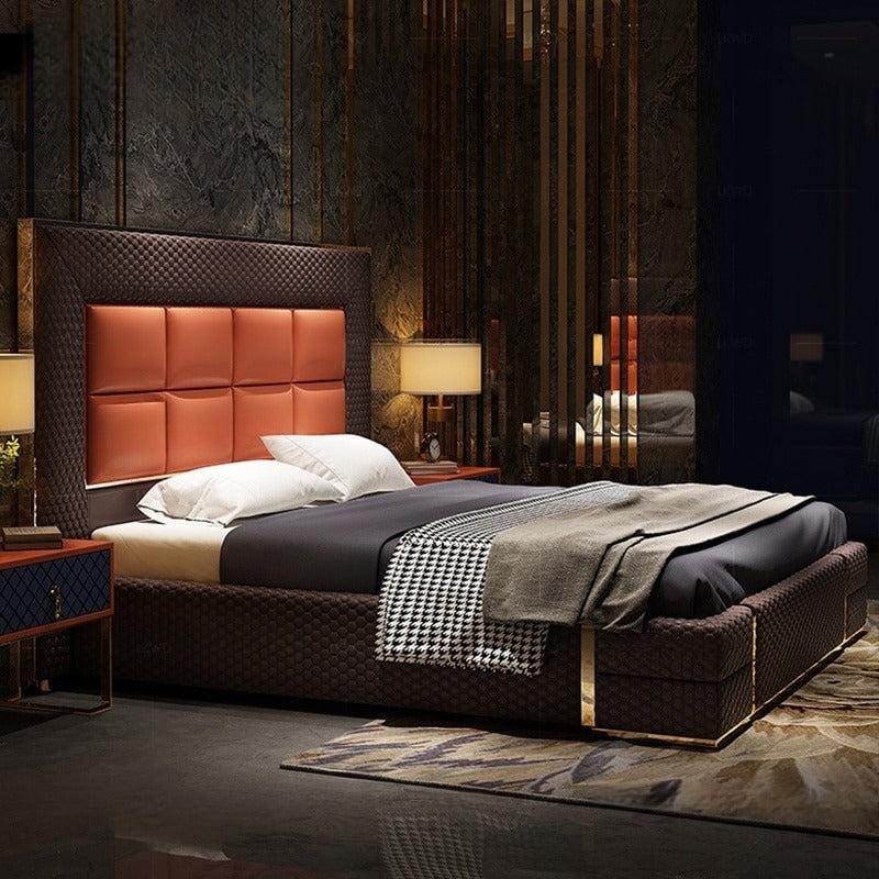 Lixra Stylish Quilted Leather Upholstered Bed With Headboard