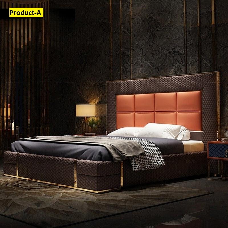 Lixra Stylish Quilted Leather Upholstered Bed With Headboard