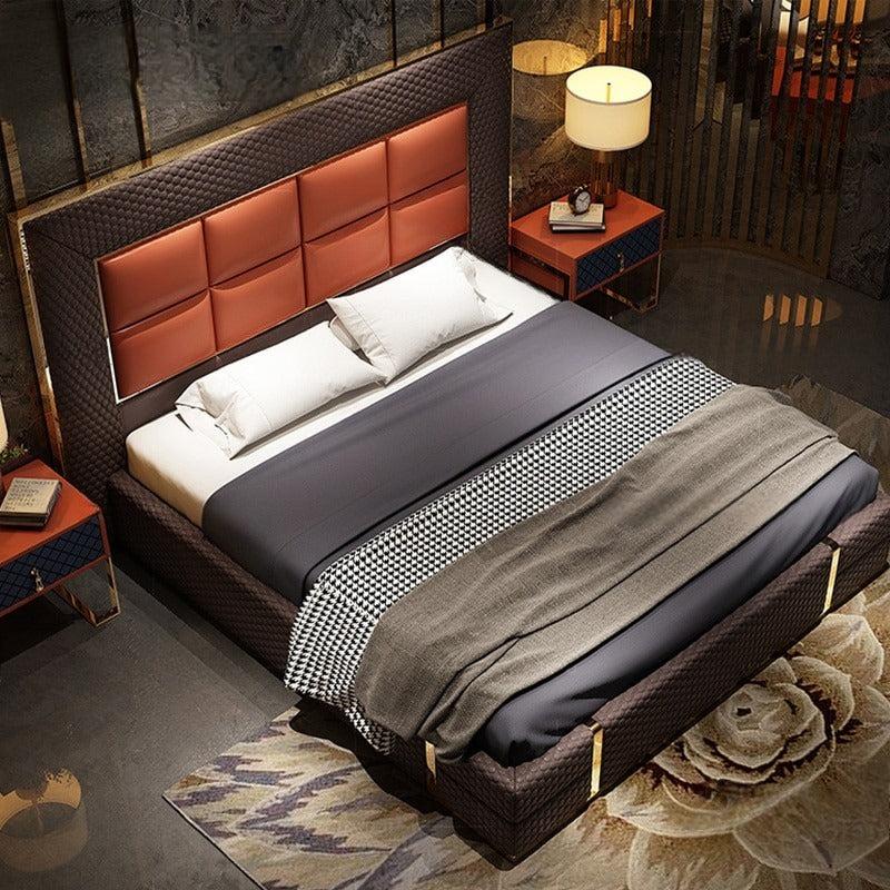 Lixra Stylish Quilted Leather Upholstered Bed With Headboard