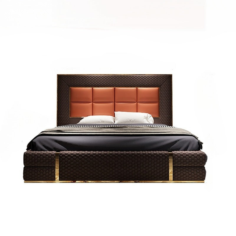 lixra Stylish Quilted Leather Upholstered Bed with Headboard
