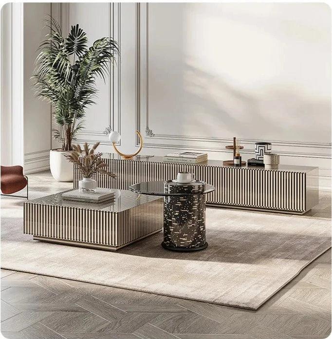 Lixra Sumptuous Design Wooden TV Stand With Coffee Table