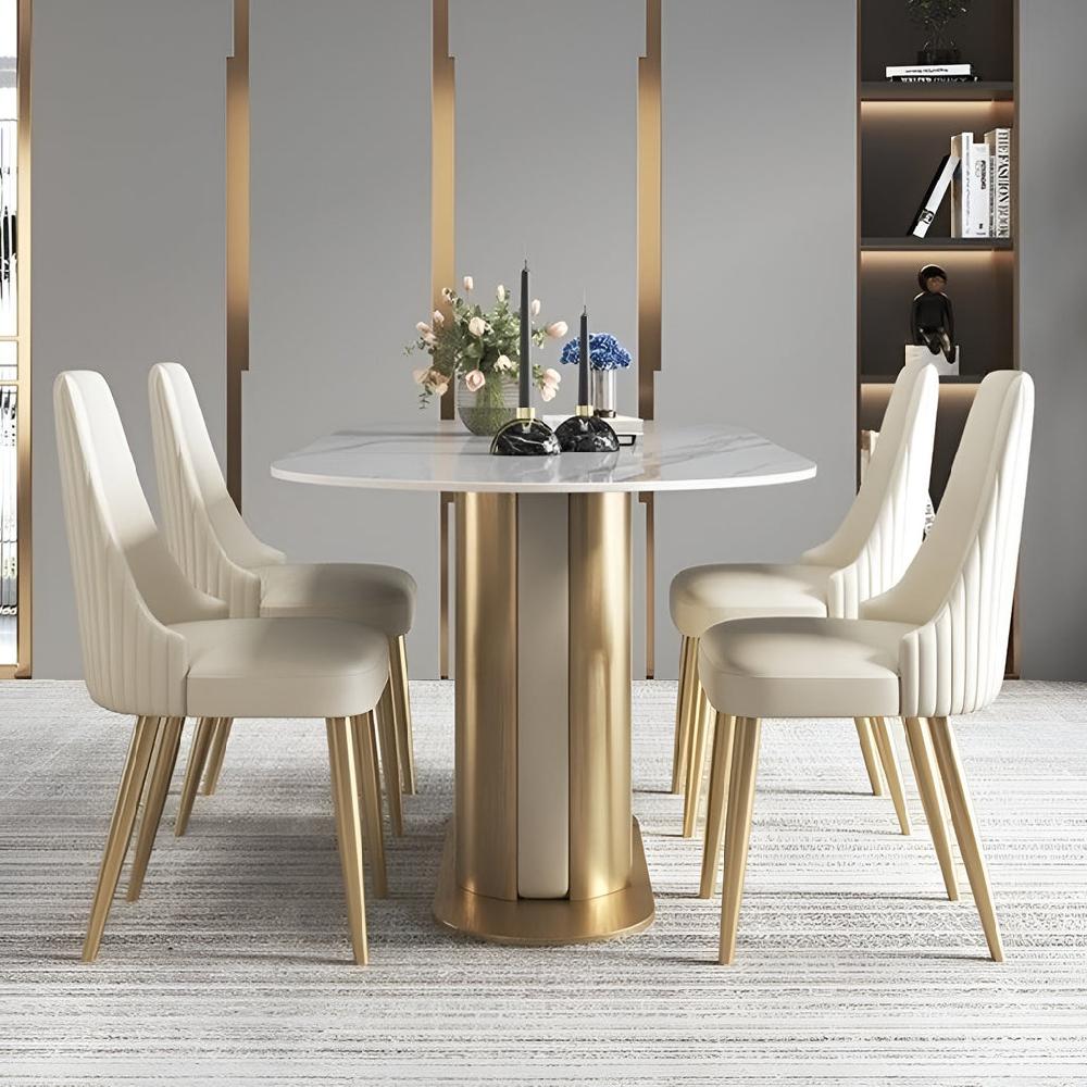 lixra Sumptuous Marble Dining Table Set With 6 Chairs