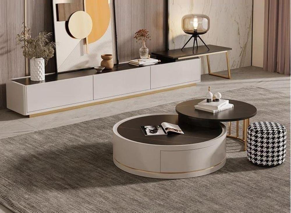 Lixra Tempting Rectangle Shape TV Cabinet With Matching Coffee Table