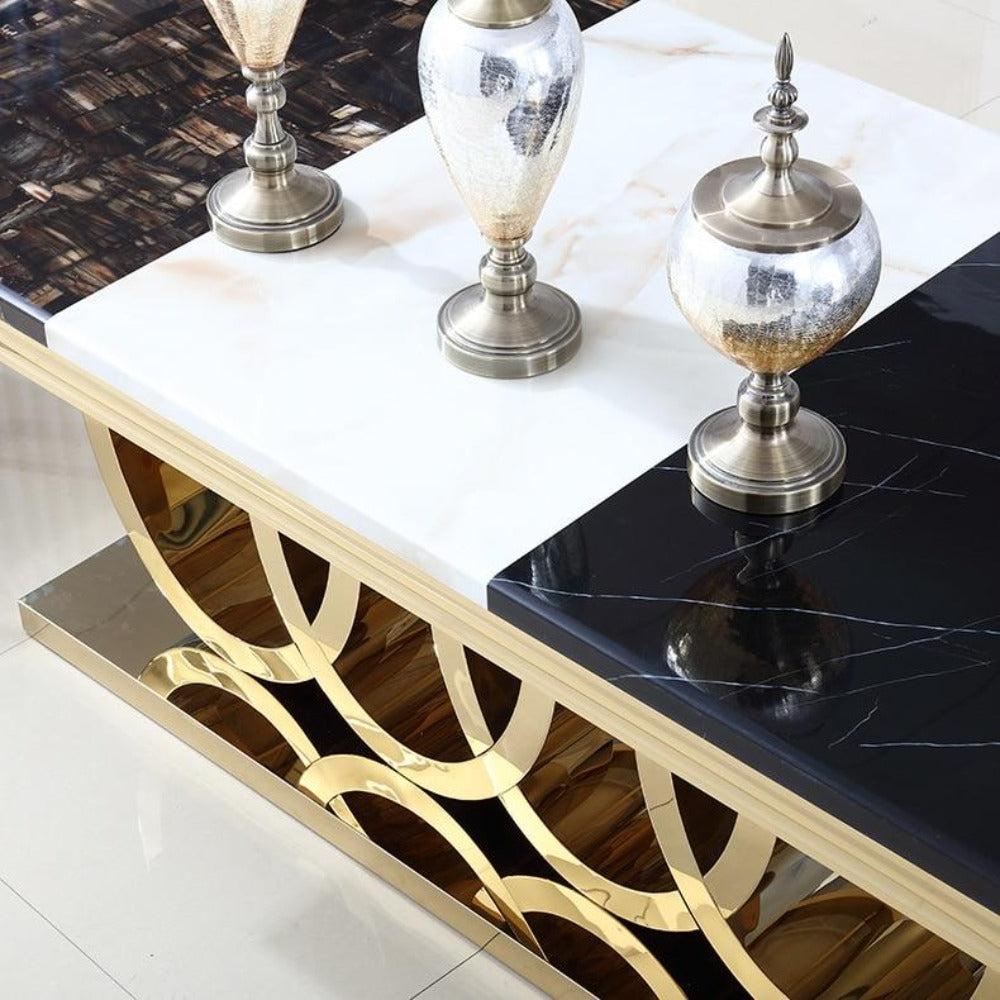 Lixra Transitional Rectangular Marble Dining Table Set