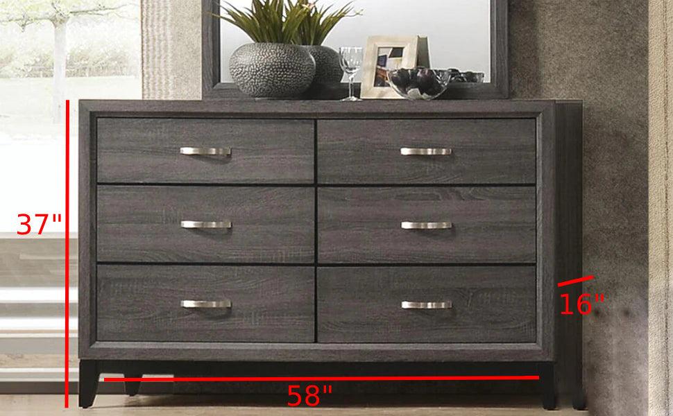 Lixra Transitional Style Weathered Gray Wooden Makeup Dresser