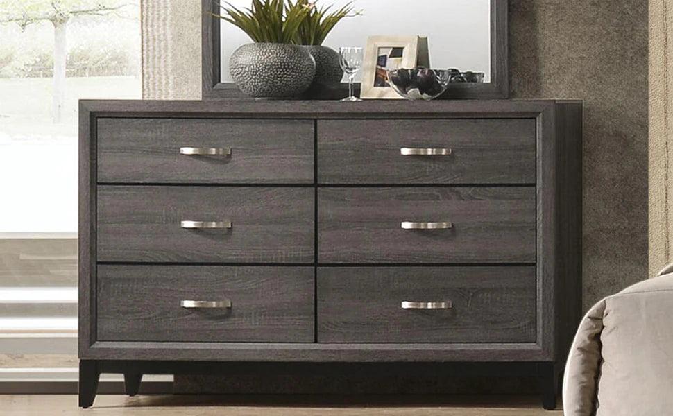 lixra Transitional Style Weathered Gray Wooden Makeup Dresser