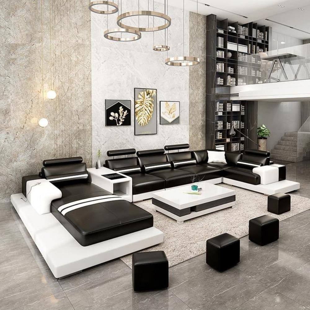 Lixra Urban Trend Luxurious Leather Sectional Sofa Set
