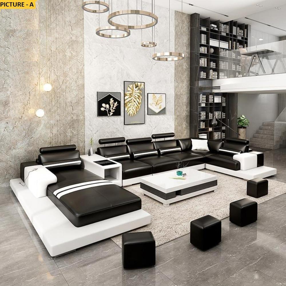 Lixra Urban Trend Luxurious Leather Sectional Sofa Set