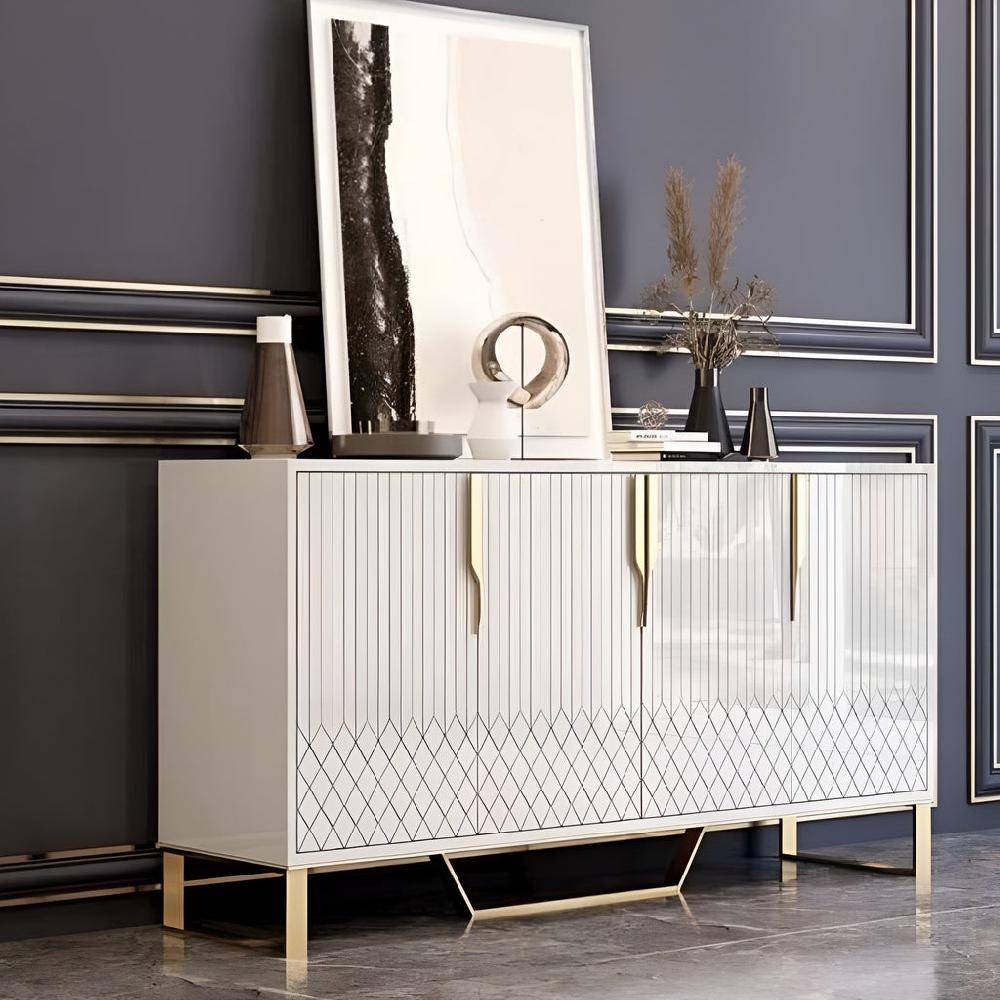 Lixra Versatile Buffet Table With Marble-Top Surface