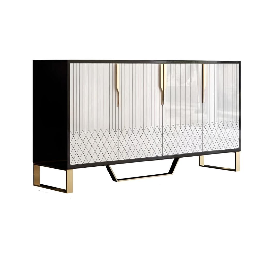 lixra Versatile Buffet Table with Marble-Top Surface