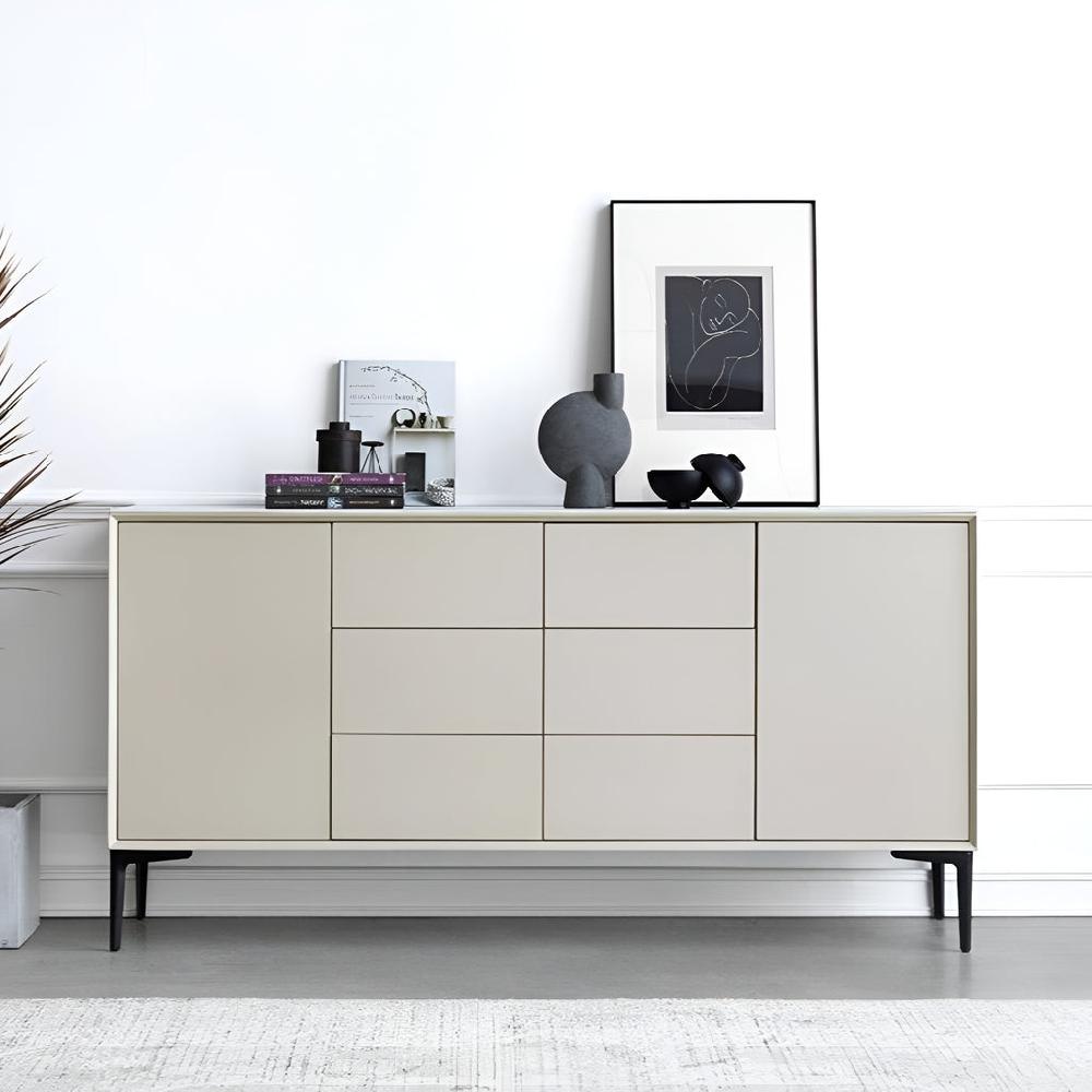 Lixra Wooden Crafted Marble Top Modern Buffet Table