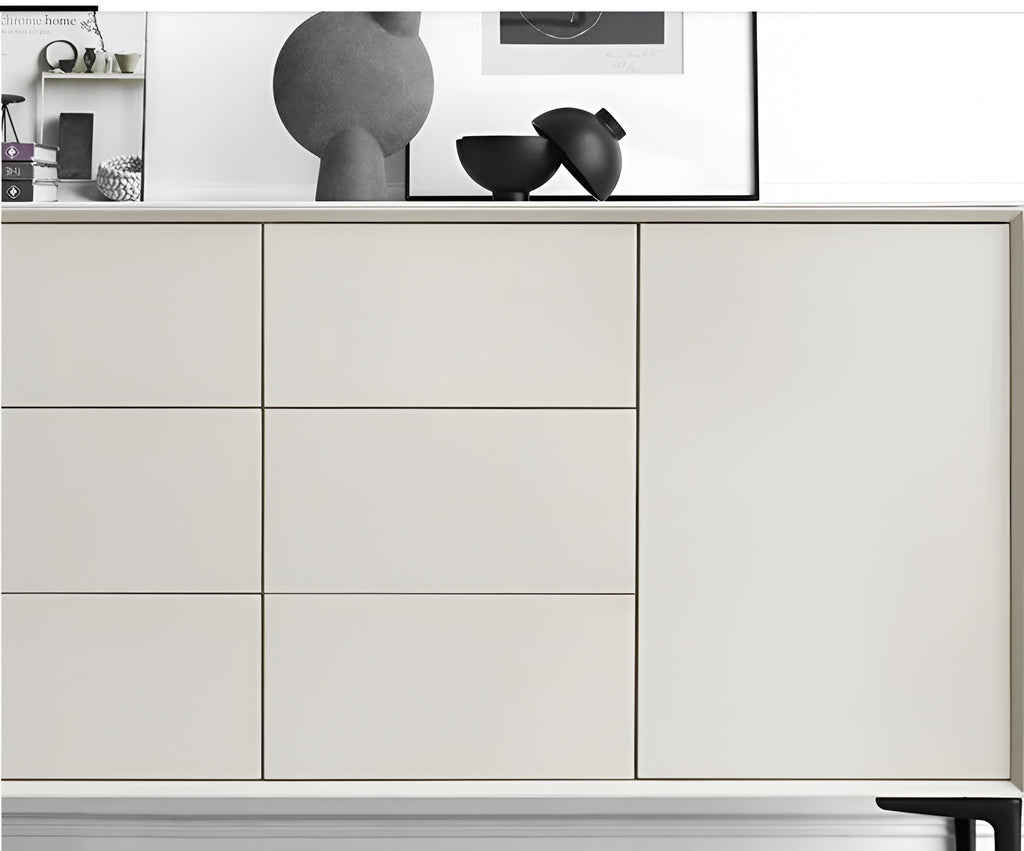 Lixra Wooden Crafted Marble Top Modern Buffet Table