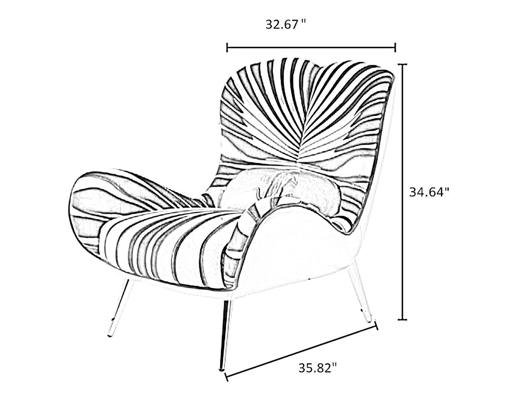 lixra Zebra Patterned Fabric Upholstery Accent Chair