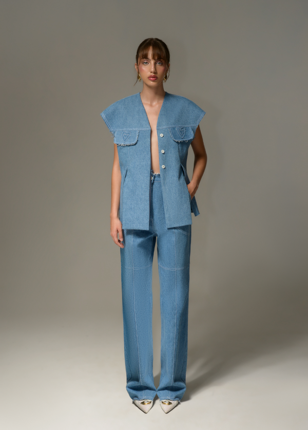 Liya AQUA DENIM RELAXED PANTS
