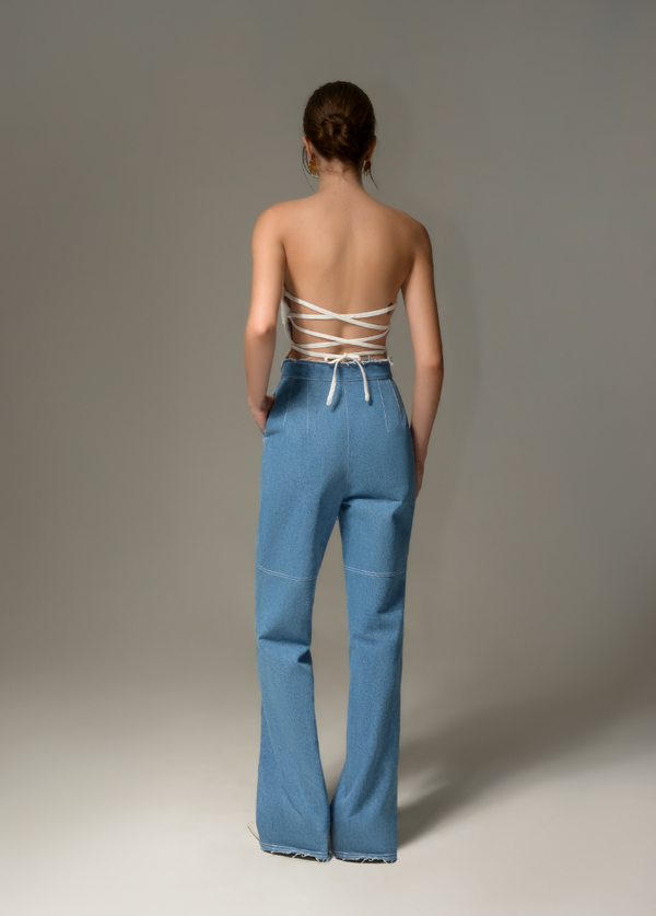 Liya AQUA DENIM RELAXED PANTS