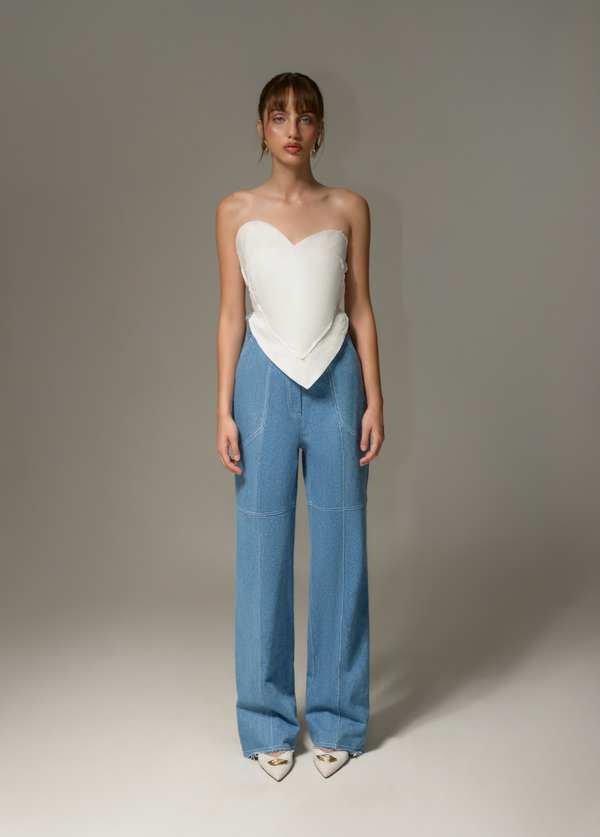 liya AQUA DENIM RELAXED PANTS