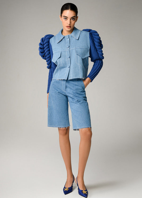 liya AQUA DENIM SHORTS