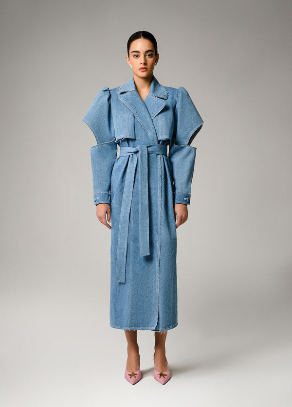 liya AQUA DENIM TRENCH