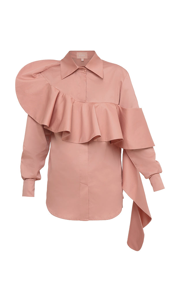 liya ASYMMETRIC FLOUNCE SHIRT