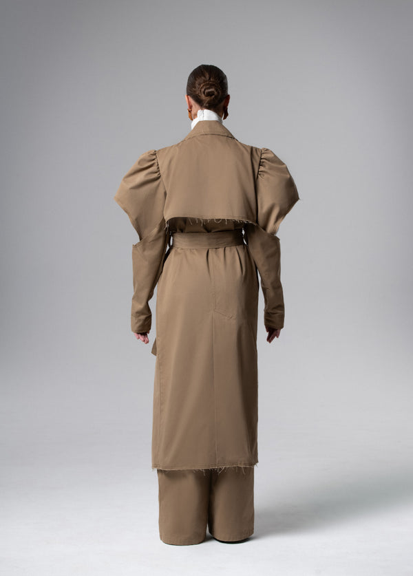 Liya BELTED PUFF-SLEEVE TRENCH