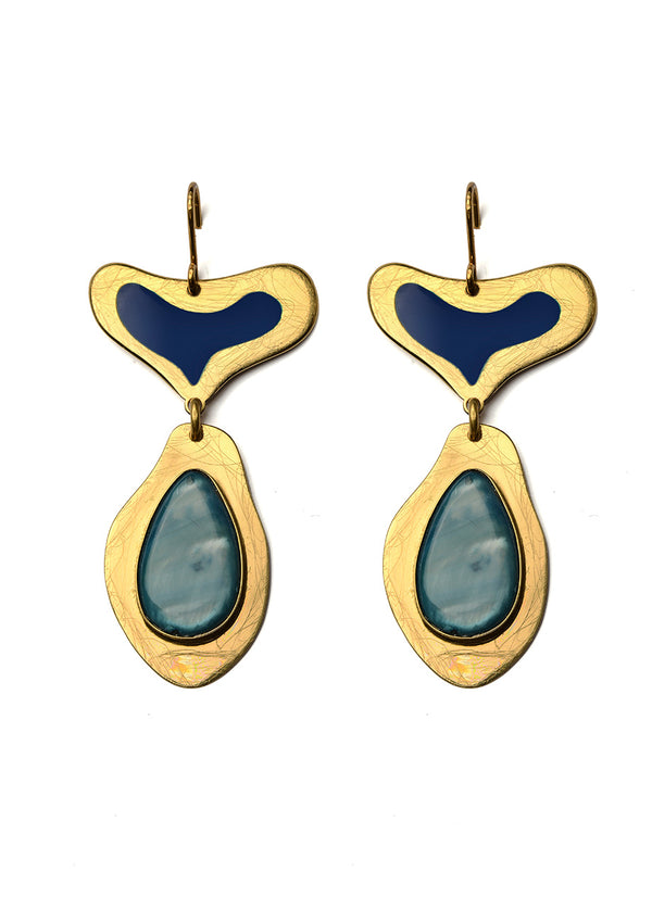 Liya BLUE HEART DROP EARRINGS