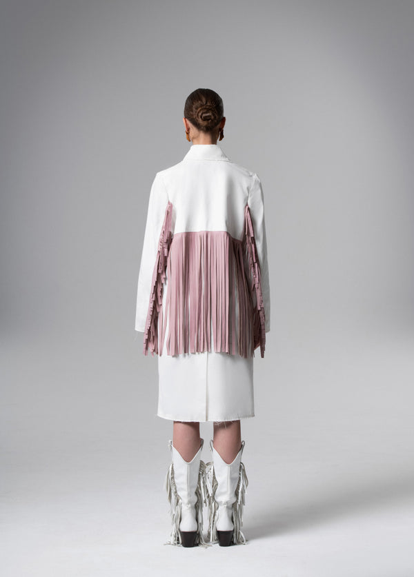 Liya BLUSH FRINGE TRENCH-DRESS