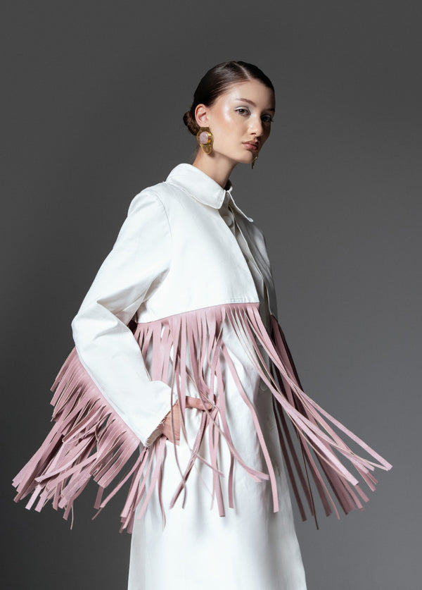 Liya BLUSH FRINGE TRENCH-DRESS