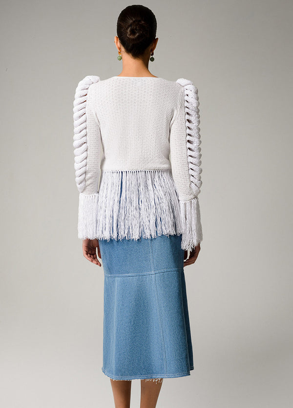 Liya BOAT NECK FRINGE TOP