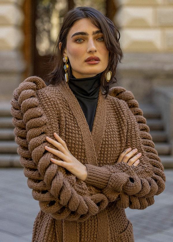 Liya BROWN HAND KNITTED COAT