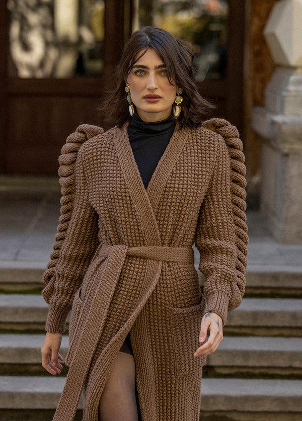 Liya BROWN HAND KNITTED COAT
