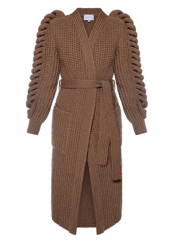 liya BROWN HAND KNITTED COAT