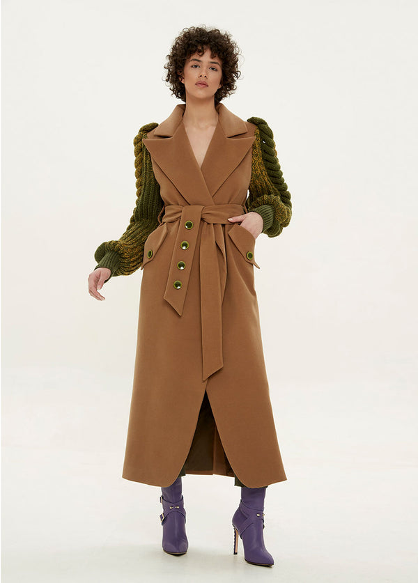 Liya COAT WITH KNITTED SLEEVES