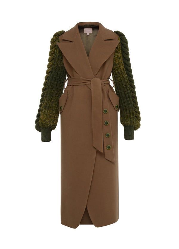 liya COAT WITH KNITTED SLEEVES