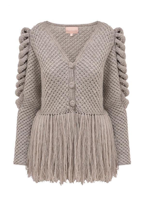 Liya CREAM CARDIGAN WITH FRINGES