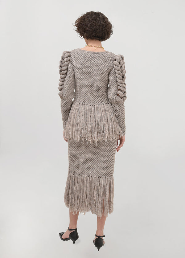 Liya CREAM CARDIGAN WITH FRINGES