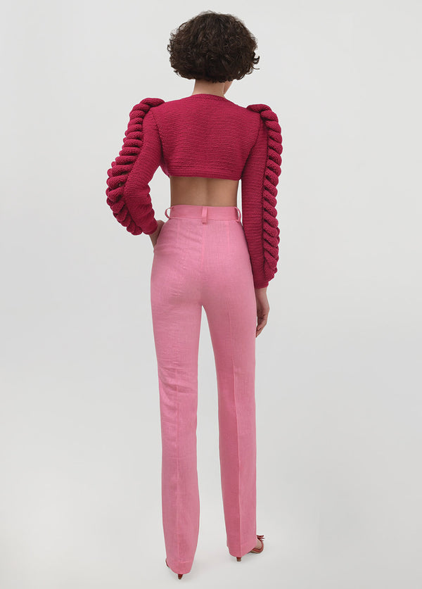Liya CROPPED KNITTED BERRY JACKET