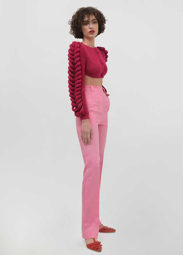 Liya CROPPED KNITTED BERRY JACKET