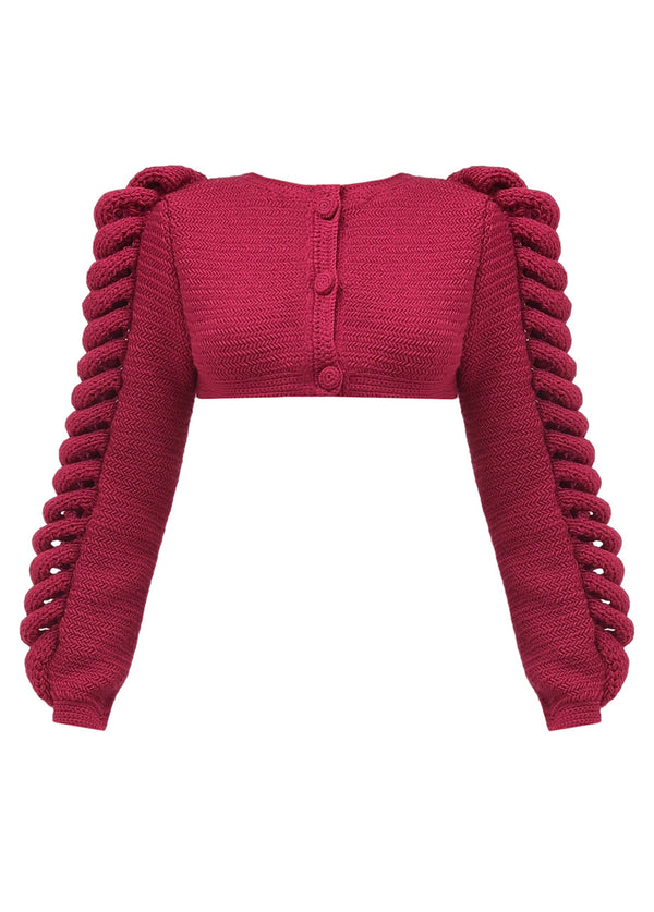 liya CROPPED KNITTED BERRY JACKET
