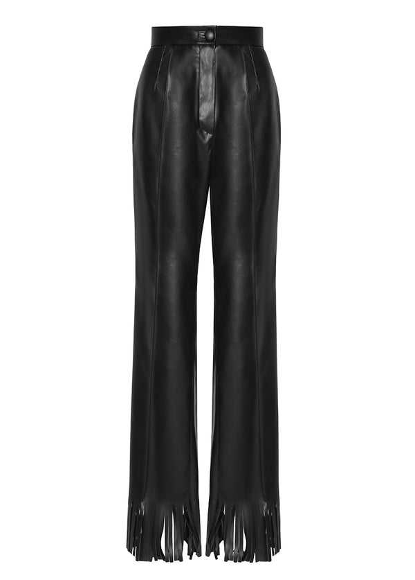 Liya CUIR NOIR FRINGE PANTS