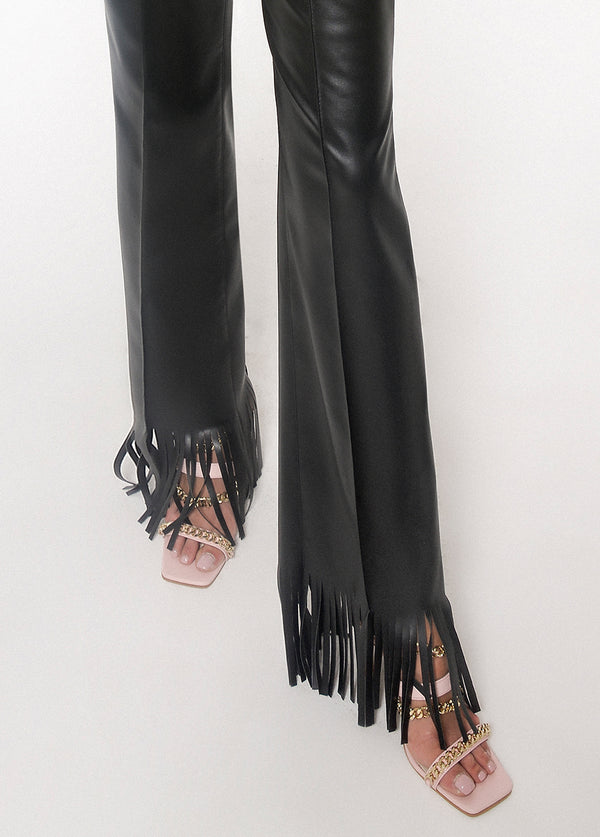 Liya CUIR NOIR FRINGE PANTS