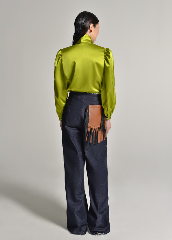 Liya DENIM FRINGE POCKET PANTS